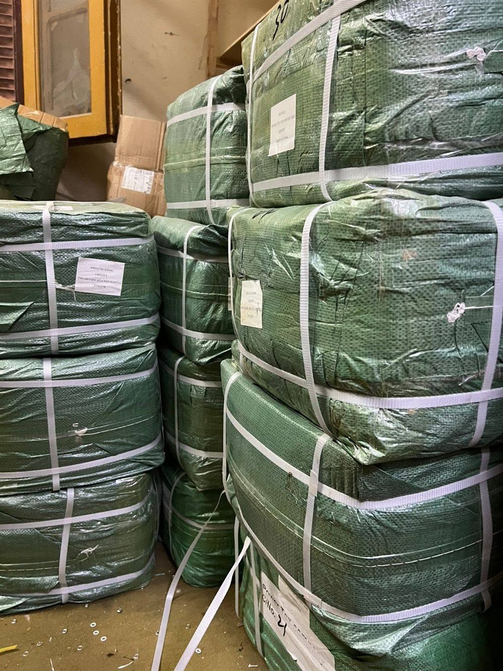 Baled and strapped bulk stock ready for dispatch